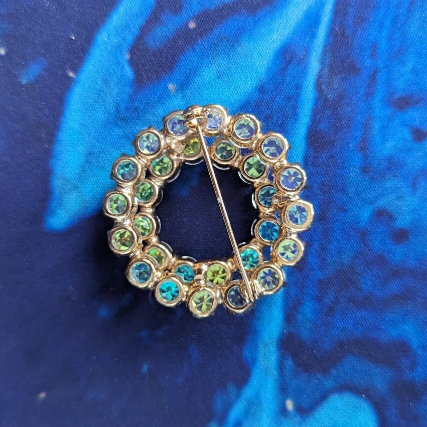 Vintage Rhinestone Brooch | Floral Wreath Brooch Pin