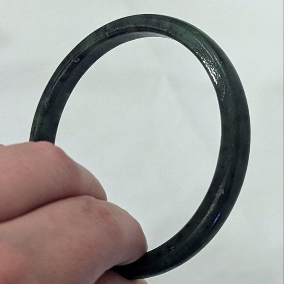 Vintage raw natural green agate bangle, 62mm