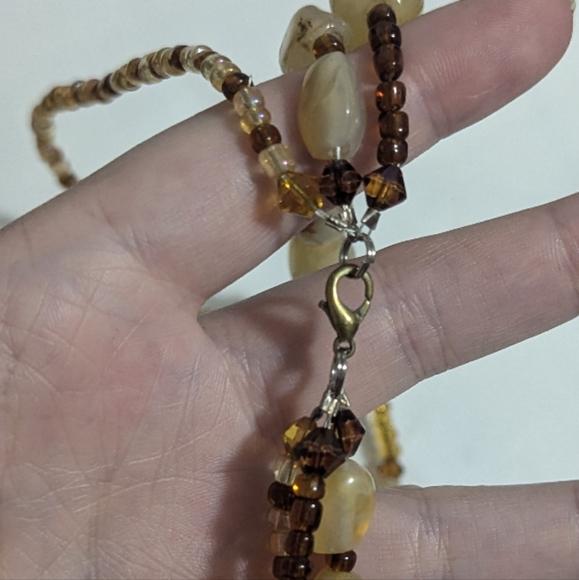 Vintage Elegant Multi-Strand glass and stone Beaded Necklace