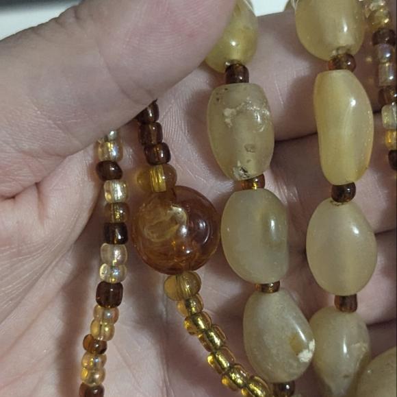 Vintage Elegant Multi-Strand glass and stone Beaded Necklace