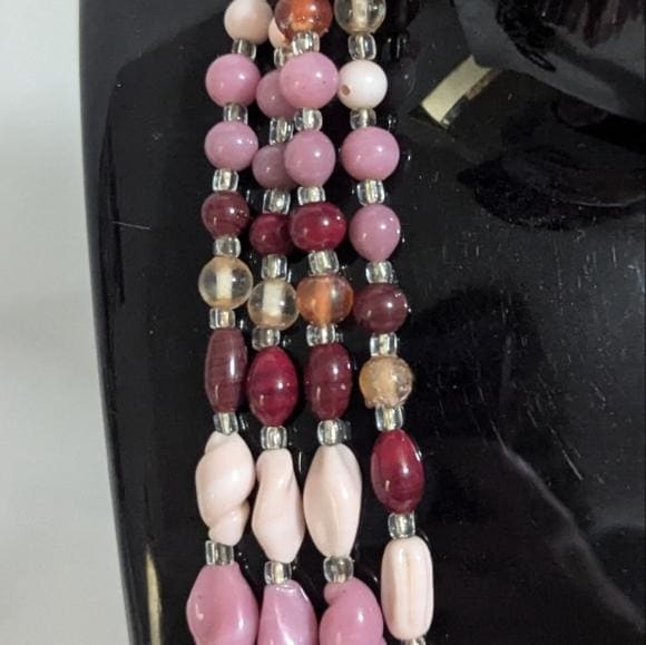 Vintage glass bead Multi-Strand Beaded Necklace 50s era