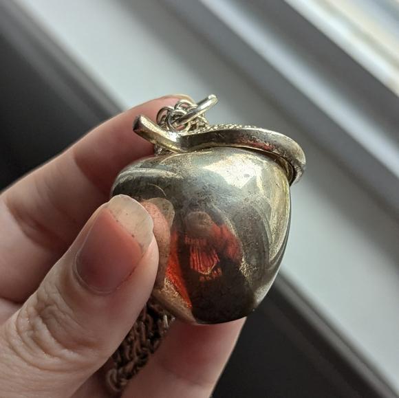 Vintage Large apple necklace| snow-white inspired, metal