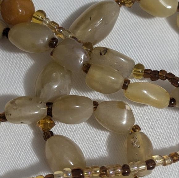 Vintage Elegant Multi-Strand glass and stone Beaded Necklace