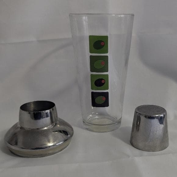 vintage Retro Green and Black olive Cocktail Shaker