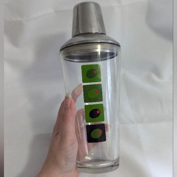 vintage Retro Green and Black olive Cocktail Shaker