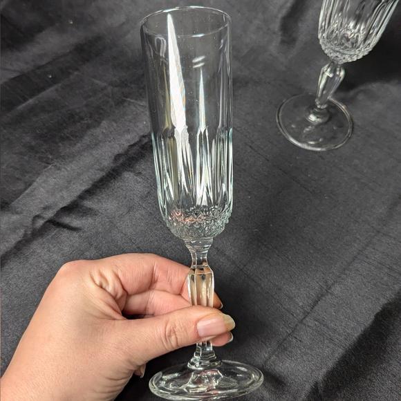 Vintage Set Of 2 Crystal 8” Tall Champagne Flutes - Excellent Condition