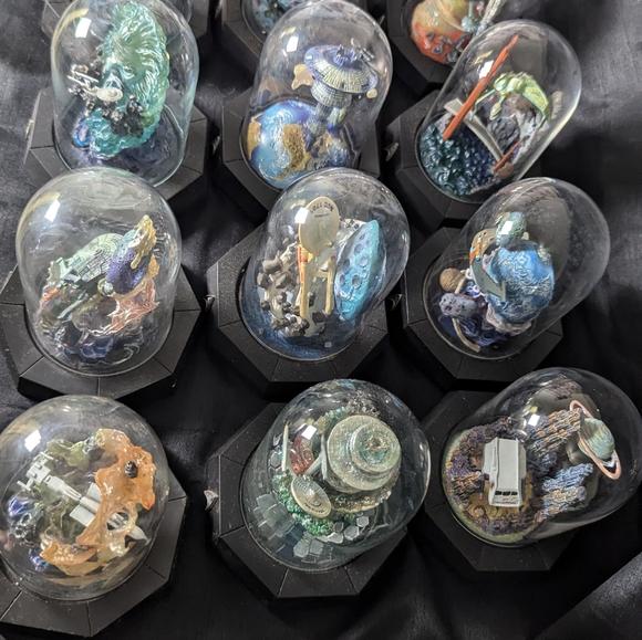 STAR TREK VINTAGE Lot Of 12 Limited Edition Sculpture Franklin Mint Glass Dome