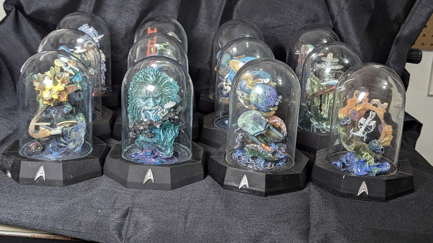 STAR TREK VINTAGE Lot Of 12 Limited Edition Sculpture Franklin Mint Glass Dome