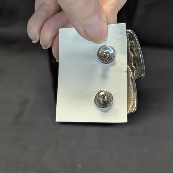 Vintage enamel wind and cloud square earrings | pin back