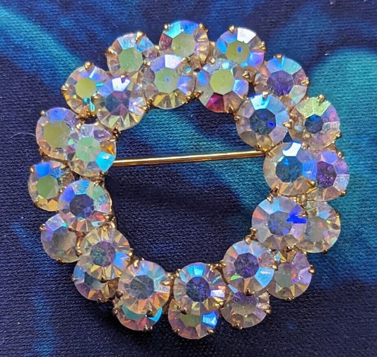 Vintage Rhinestone Brooch | Floral Wreath Brooch Pin