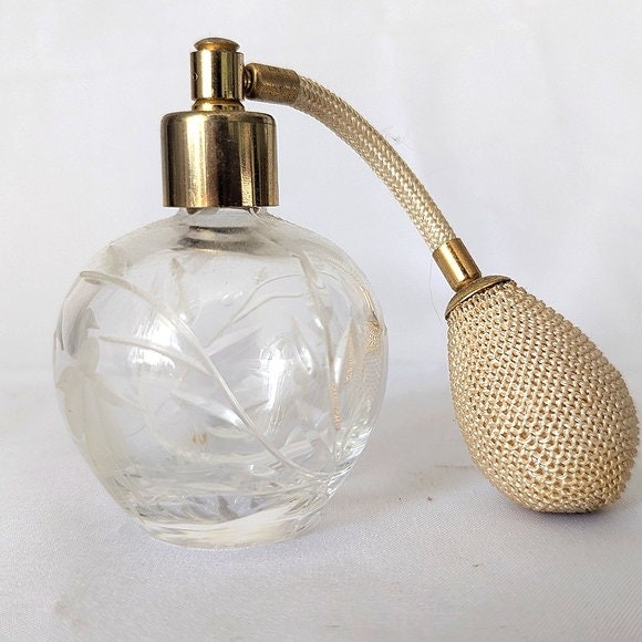 Vintage glass perfume bottle | hanging flower design | very good shape