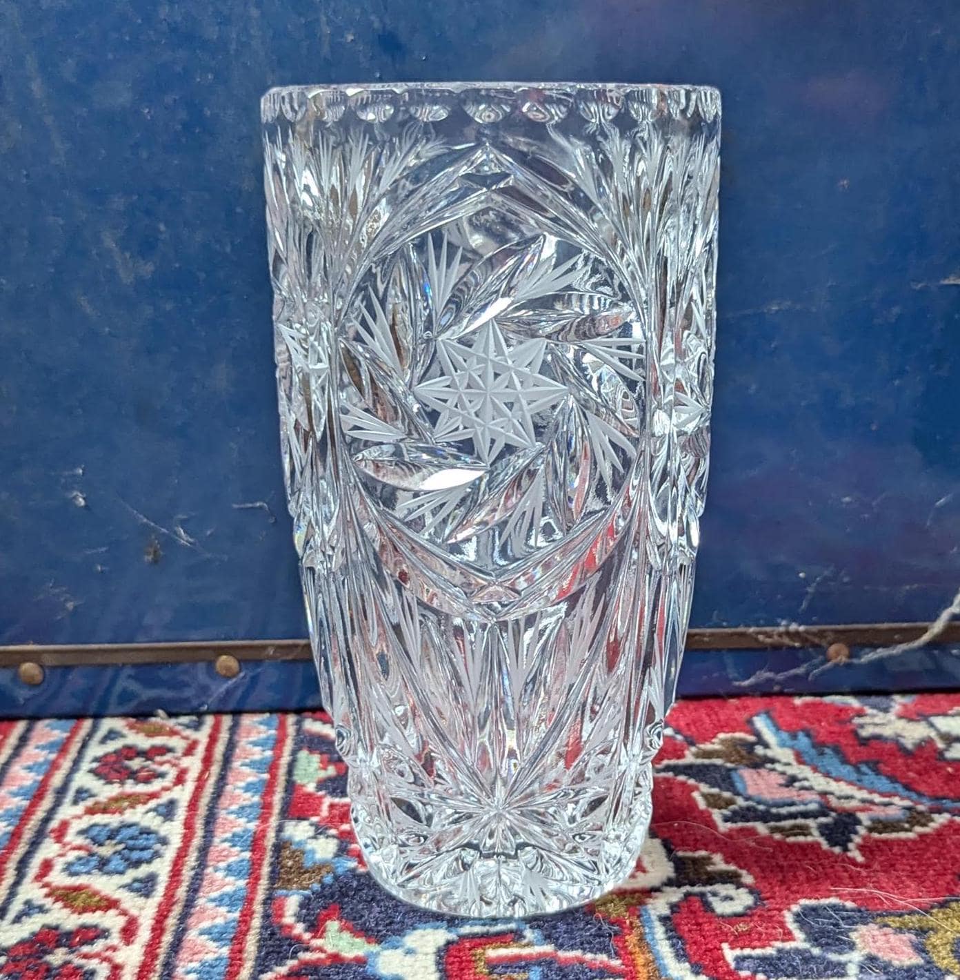 Vintage Crystal vase with pinwheel design