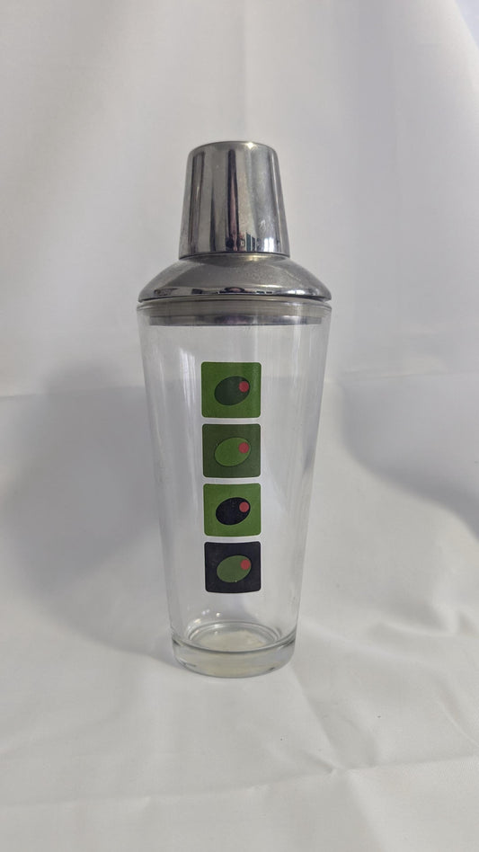 vintage Retro Green and Black olive Cocktail Shaker