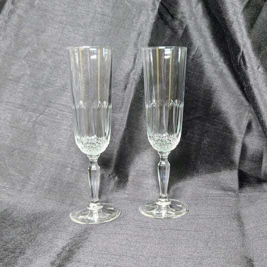 Vintage Set Of 2 Crystal 8” Tall Champagne Flutes - Excellent Condition