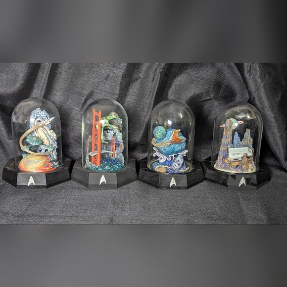 STAR TREK VINTAGE Lot Of 12 Limited Edition Sculpture Franklin Mint Glass Dome